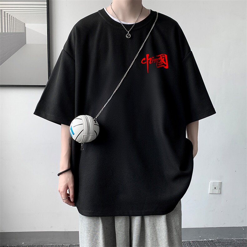 HT73276-P22华夫格t恤男短袖男大码五分袖大皂风,男装T恤,电商A040