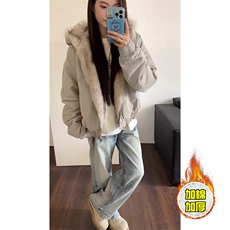 现货高品质美式高街冬季重磅硬挺短款座山雕毛领棉衣男女加厚外套，男装棉衣，电商A486
