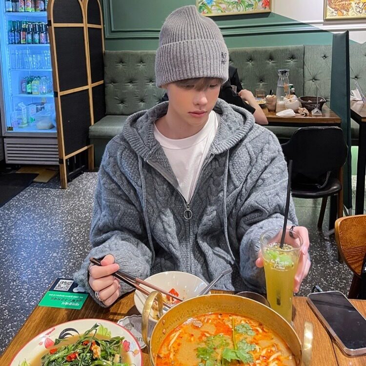 简约圆环扣拉链韩系粗麻花毛衣纹理加厚宽松保暖针织衫外套，男装针织衫/毛衣，星座506A