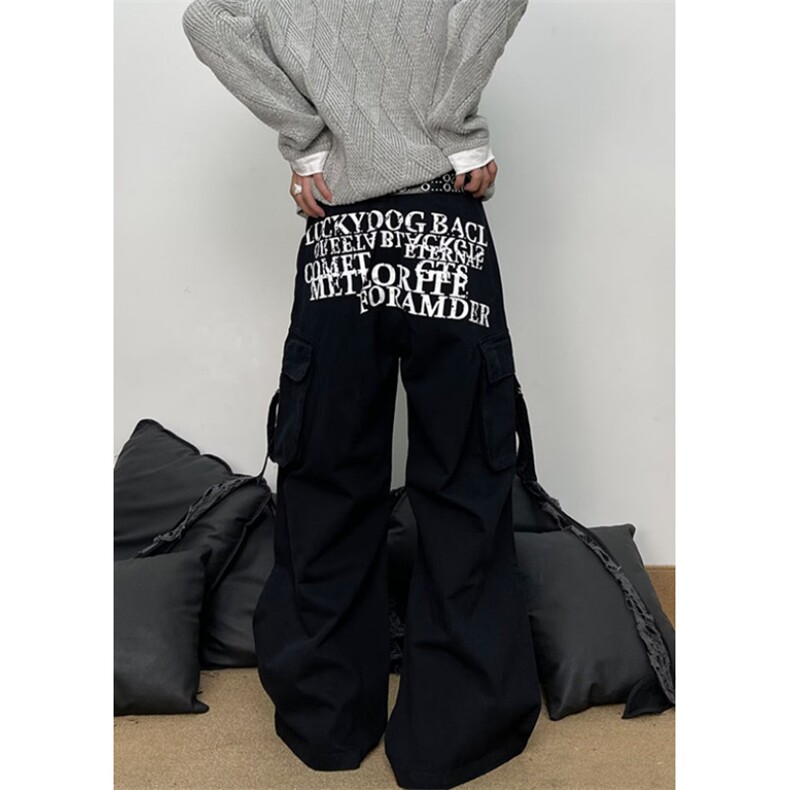 复古辣妹休闲裤女秋季新款宽松显瘦百搭直筒阔腿运动裤KB5105，女装休闲裤，星座1116A（原606A-3）