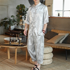 风唐装薄款冰丝民族太极服运动服休闲盘扣中式套装A825P75，男装民族服装，钱塘788(原4013)