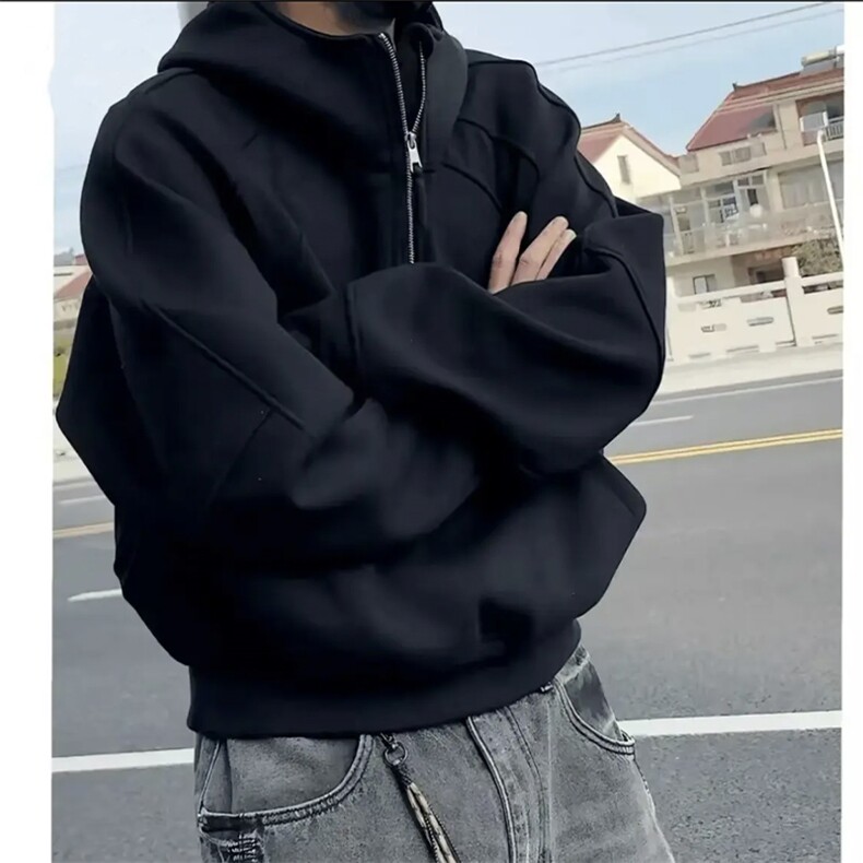 美式半拉链立领卫衣男款秋季小众解构外套连帽衫WY0558-P55，女装短外套，星座308B-2