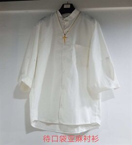 男士七分袖衬衫新款春季休闲衬衣宽松胖子港风加肥大码潮流外套图片