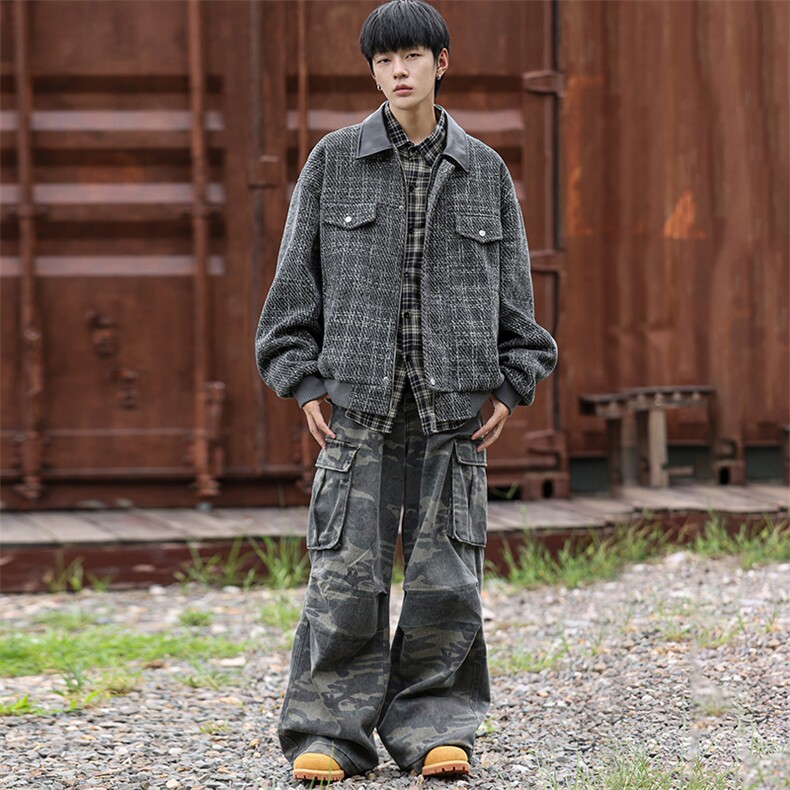 得物二开重磅百搭时尚潮流秋中长复古工装夹克外套男JK1351-P88,男装夹克,星座1103-3