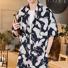 夏季大码风道袍棉麻开衫男女薄款衬衫日系和服外套潮F03/P45，男装衬衫，钱塘713