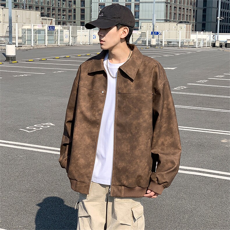 美式潮牌飞行夹克男2025春秋新款宽松复古高级感JK237P58图片
