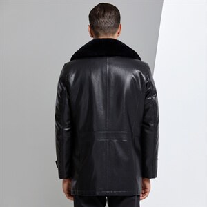 男獭兔尼克服休闲翻领皮草大衣可脱卸毛领中长款皮衣YN6382-P490图片