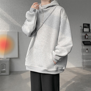 M-8XL美式高领半拉链卫衣大码纯色运动连帽衫重磅外套WY9107/P58