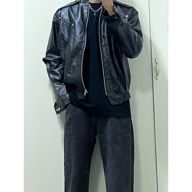 ！cleanfit垫肩皮夹克pu皮外套拿图不拿货不撤诉8618-P90,男装夹克,星座1007（原301D）