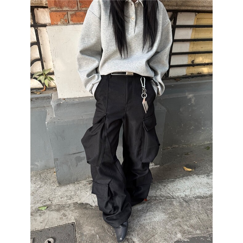 网络图B629、P45高质量华夫格复合工装裤黑M-3XL,男装牛仔裤,星座506A