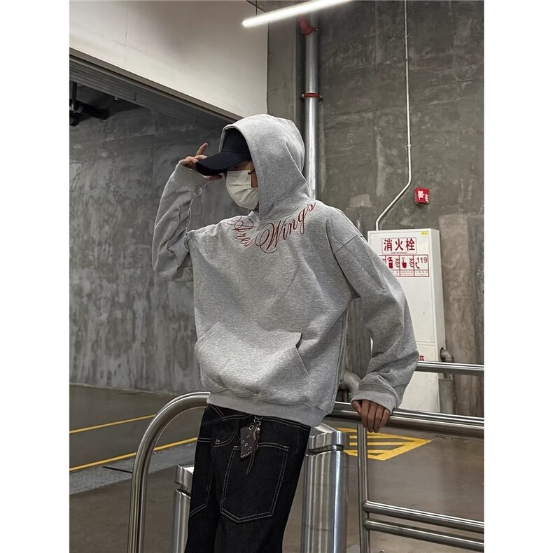 美式复古潮牌卫衣男女春秋宽松刺绣连帽oversize外套LHT2355-P48图片