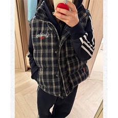 新款格纹马甲女款冬季立领加厚保暖马夹背心外套坎肩LM6988-P76，男装背心/马甲，星座1008