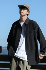 25年春季纯色衬衫长袖大码宽松落肩现货DS-C323-1-2383-特批35，男装衬衫，电商C323-1