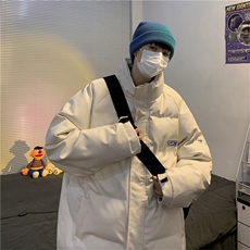 港风纯色PU皮面包服贴标加厚棉衣棉袄外套X1213-MY16-P110，男装棉衣，星座1213