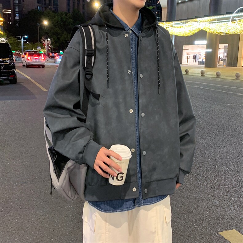 港风夜景痞帅假两件男装外套美式短款皮衣夹克A157B-J196-特P85,男装夹克,电商A157B