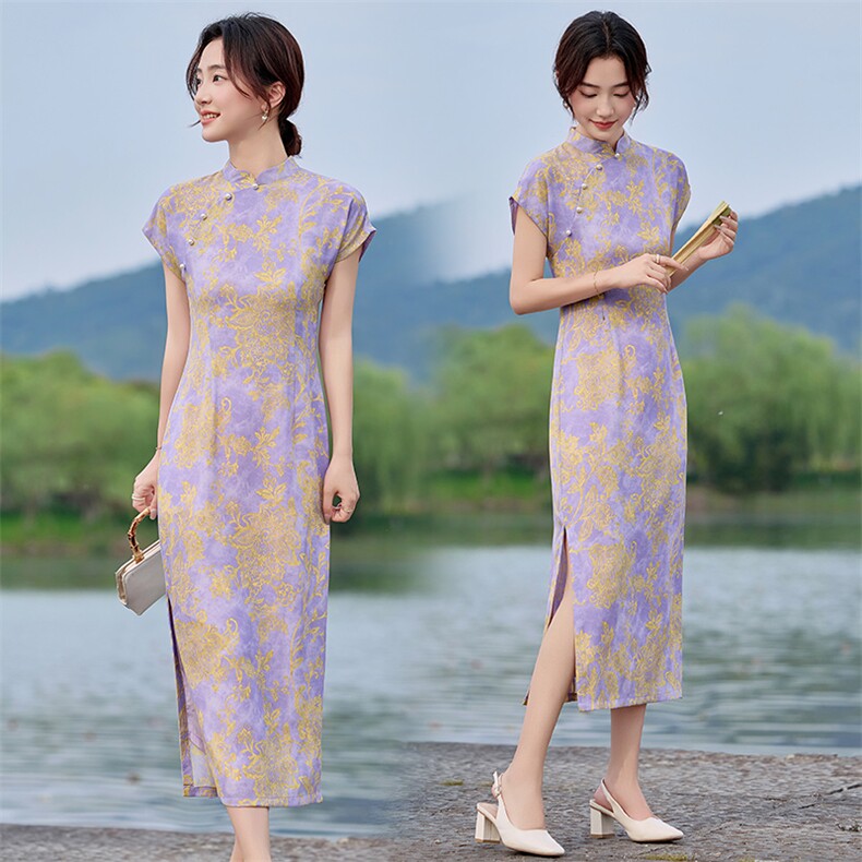 旗袍女新中式2025新款夏季复古高端无袖日常中高考中长款连衣裙女,女装连衣裙,利佳可人