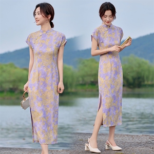 旗袍女新中式2025新款夏季复古高端无袖日常中高考中长款连衣裙女图片