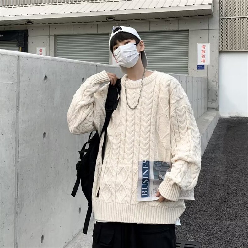 麻花毛衣男冬季新款日系复古休闲针织衫百搭宽松线衣外套7118/P50,男装针织衫/毛衣,星座506
