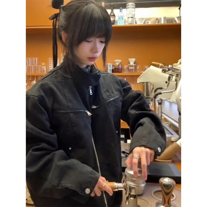 哈灵顿短款外套水洗翻领拼接格子立领工装夹克JK9733特P97,男装夹克,星座908-1