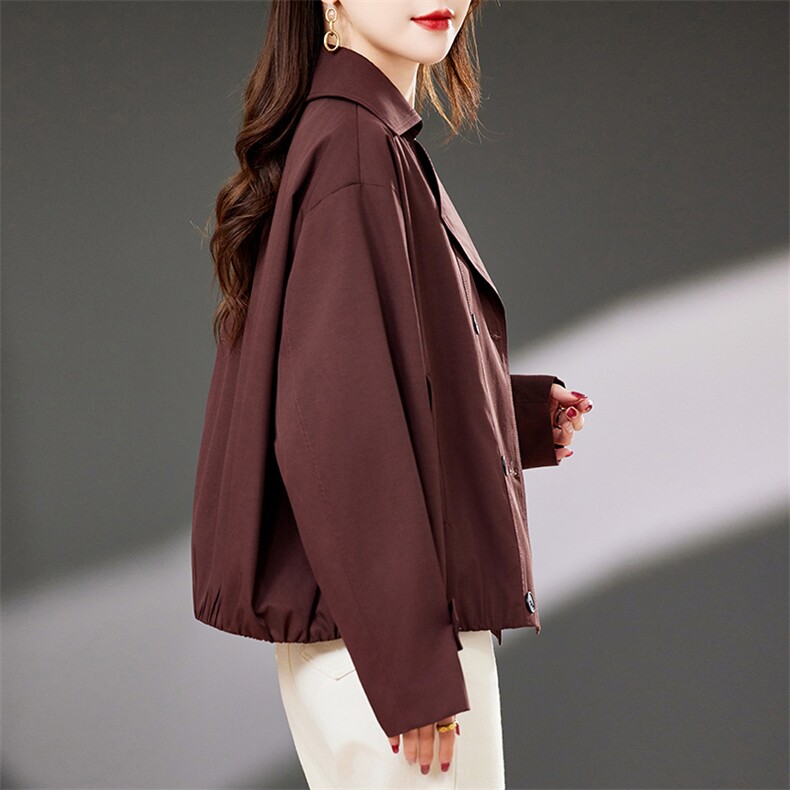 短款风衣外套女2025春秋新款时尚洋气小个子妈妈大码休闲薄款上衣，女装短外套，浙宝2-166