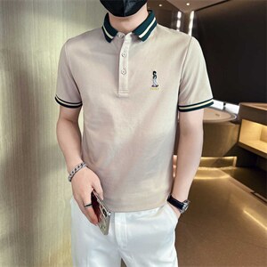 马上升温拿捏撞色高品质短袖polo衫潮流大码翻领t恤T016-P45图片