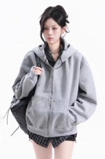 网T重磅全棉boxy短款380克铆钉卫衣短宽开衫外套男潮AH926-特P48，女装短外套，星座610B-1