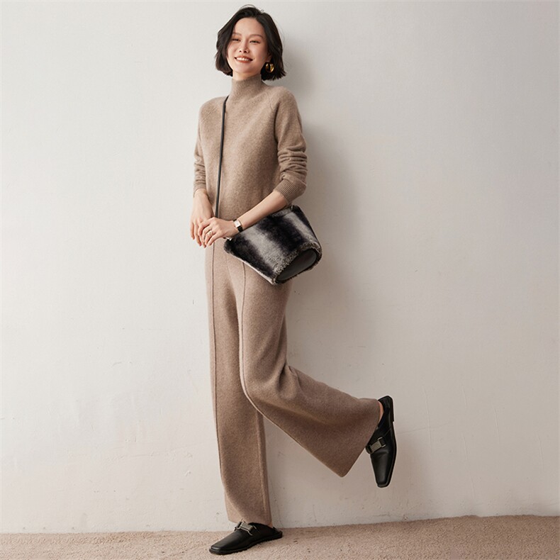 半高领纯色套头针织35%羊绒衫女2024年秋冬新款修身,女装羊绒衫,蒂暖羊绒