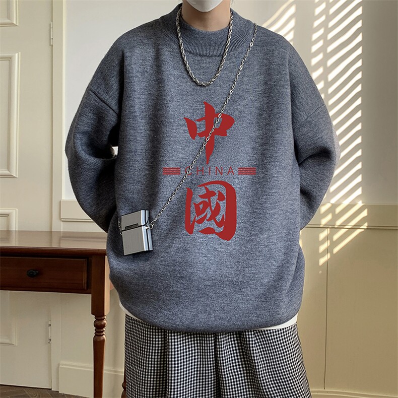 控68半高领毛衣男士大码针织衫男毛线衣男M18198-P45加绒款-P65,男装针织衫/毛衣,电商A040