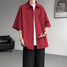8XL-M泡泡纱盐缩肌理短袖衬衫男夏季冰丝外套防晒衬衣DC28011P36，男装衬衫，电商B312