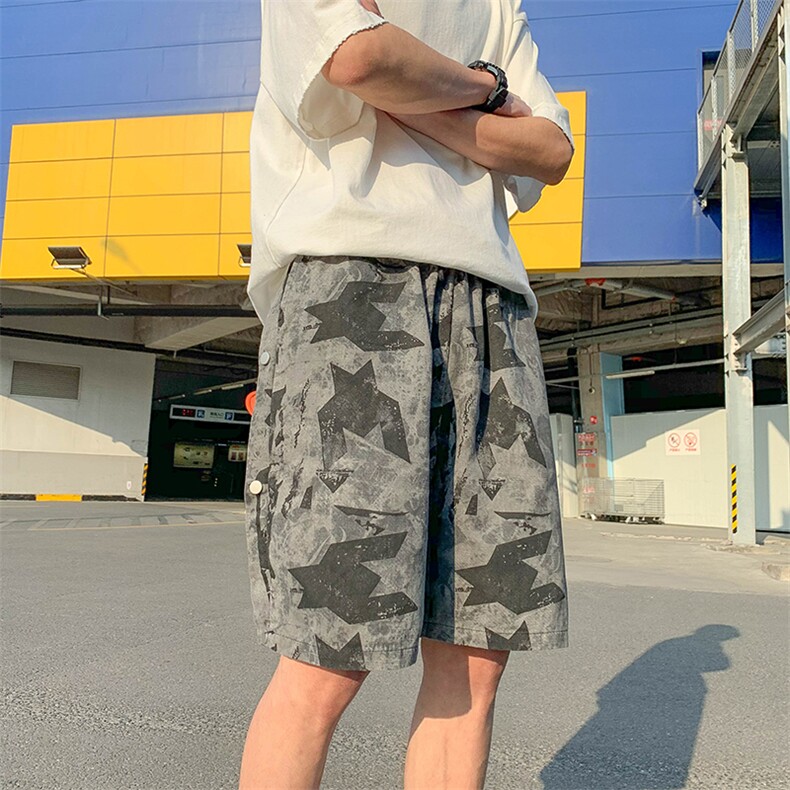 现货男装夏款休闲迷彩短裤松紧腰抽绳直筒运动裤D201-DM277-P30,男装牛仔裤,电商D321-1