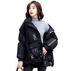 羽绒服女中长款2023年冬季新款韩版宽松显瘦90%白鸭绒外套潮，女装羽绒服，卡杰菲