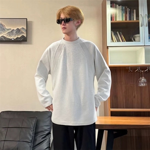 抖音得物品质26春装美式高街曼巴棉螺纹拼接卫衣圆领长袖T恤YT164图片