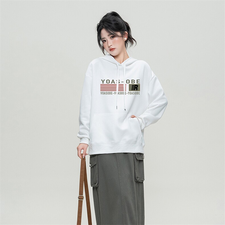 美式潮牌休闲风男女小众设计宽松款套头情侣装运动风连帽卫衣,女装卫衣/绒衫,初闻兮