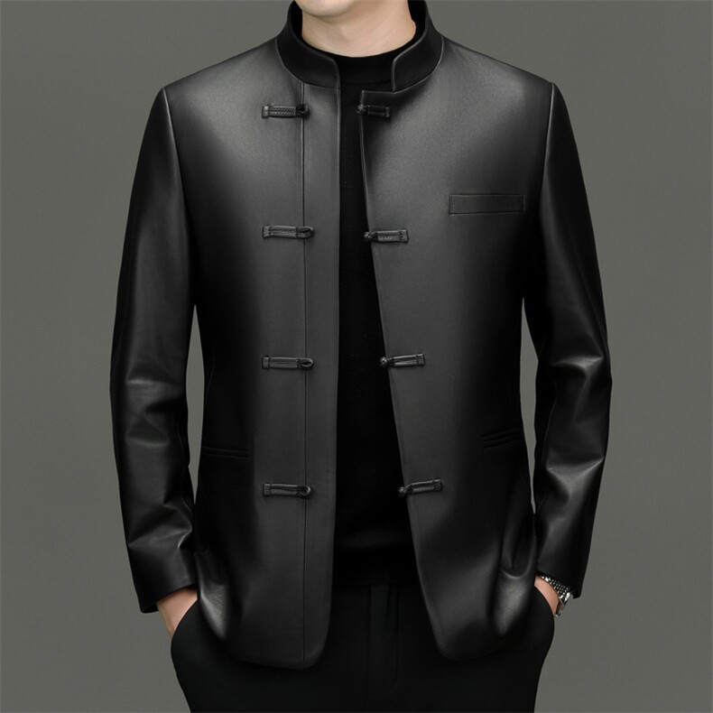 DLSN28165秋冬新款男士海宁皮衣风唐装绵羊皮皮衣男，男装皮衣，电商B360