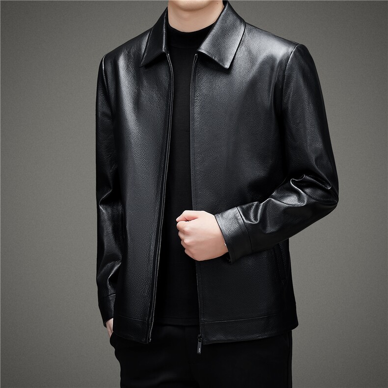 BAMJ-2216钱塘2020-2春秋新款商务休闲简约中年男士夹克皮衣P560,男装皮衣,钱塘207-2