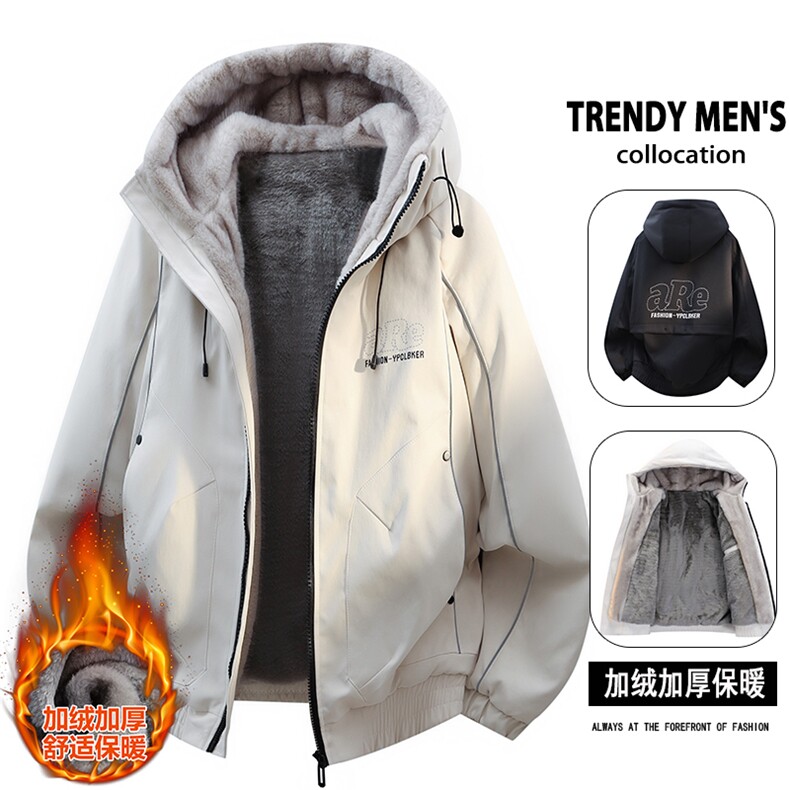 网红座山雕加绒加厚棉衣外套新款情侣连帽夹克A436-2539-P95,男装夹克,电商A436