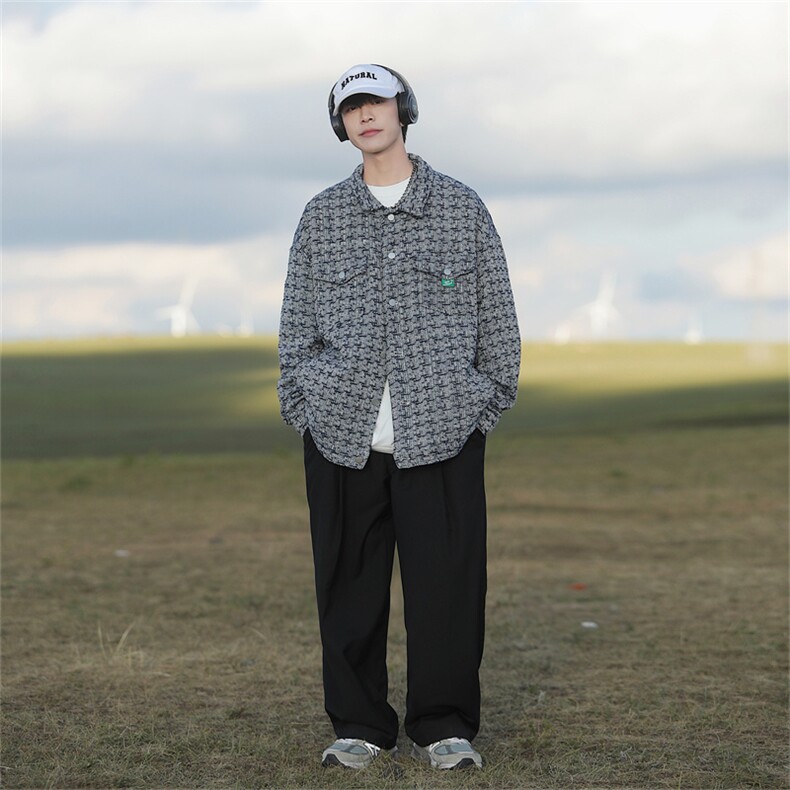 2023春季时尚美式高街外套男潮牌休闲潮流编织格子夹克JK874-P80,男装夹克,星座1103-3