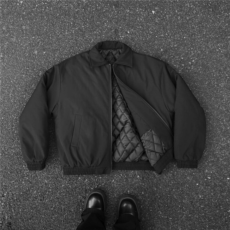 港风2026冬装飞行员夹克棉服厚外套男装冬季宽松翻领棉衣S374特75图片