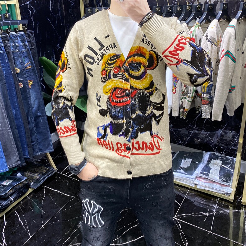  秋季新款针织衫个性图案开衫图片