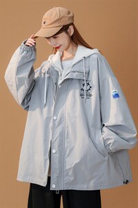 ！春装新款韩版爱心创意时尚潮流假两件连帽夹克G375 P65控88图片