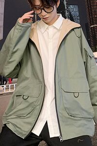 港风秋季两面穿夹克男韩版时尚简约连帽外套A090-JK72 P115 限138图片