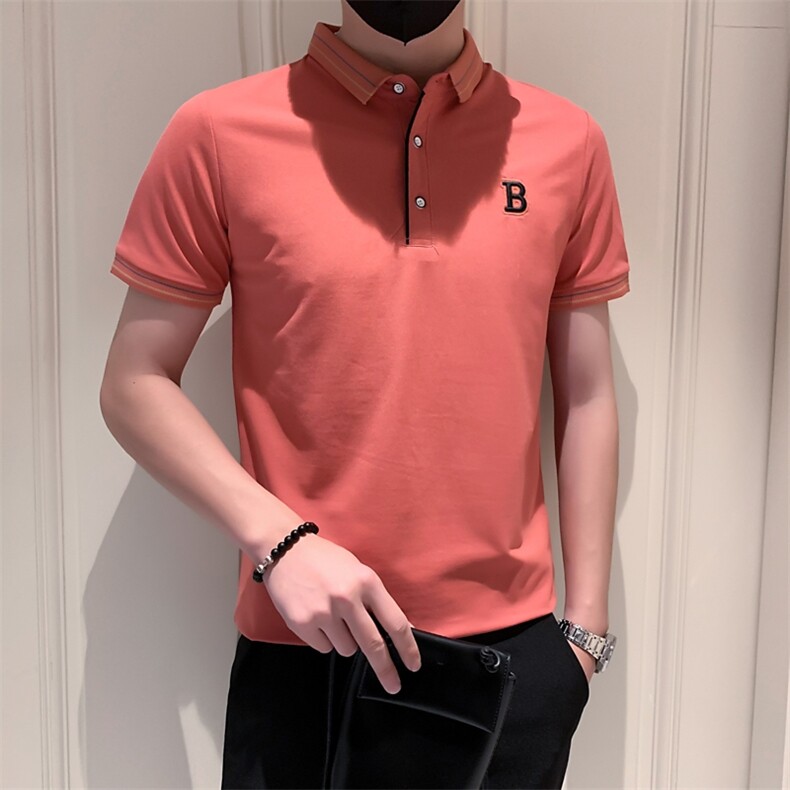 3032-P40polo衫短袖男士夏季新款修身透气珠地棉男士半袖T恤翻领,男装Polo衫,电商D310B-1