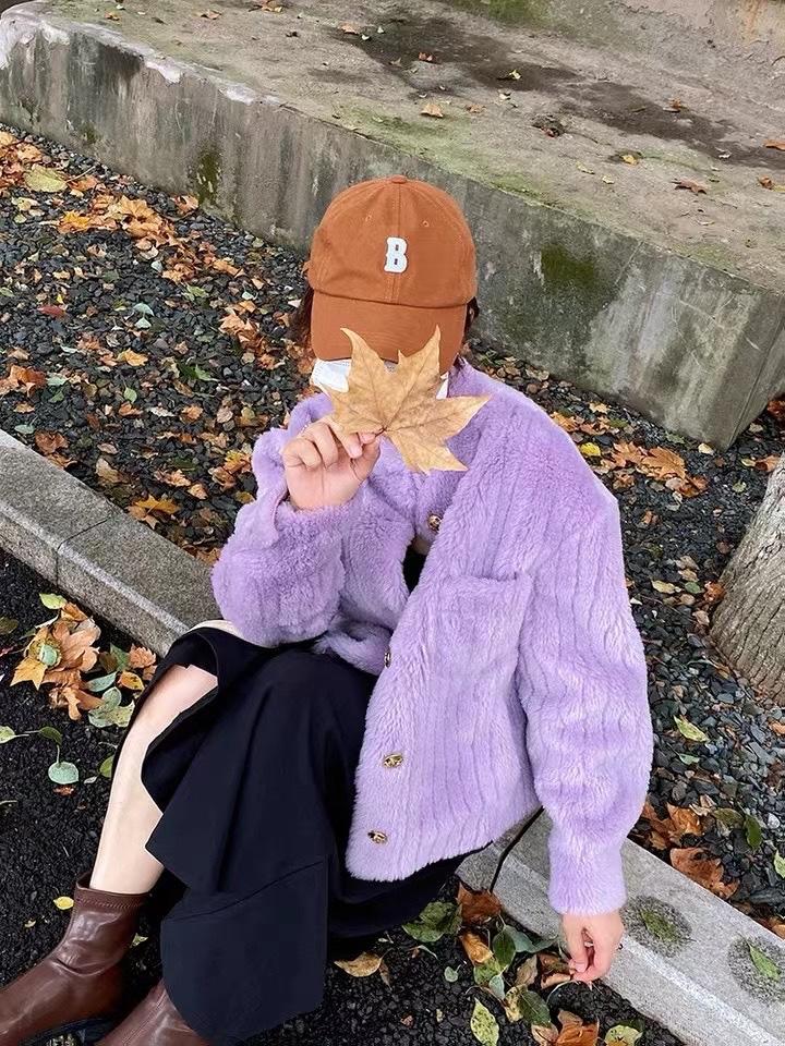 小立领甜美网红范羊毛颗粒外套,女装其它,L·H·X