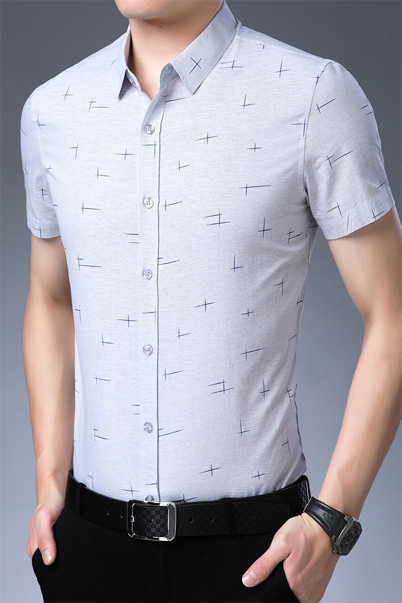 C6112衬衫男2021年夏季新款男式短袖衬衫男商务休闲高端男装,男装衬衫,电商B360