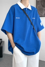2025夏季新品男士撞色拼接polo衫潮流大码半袖上衣PL02P45，男装T恤，星座417-3