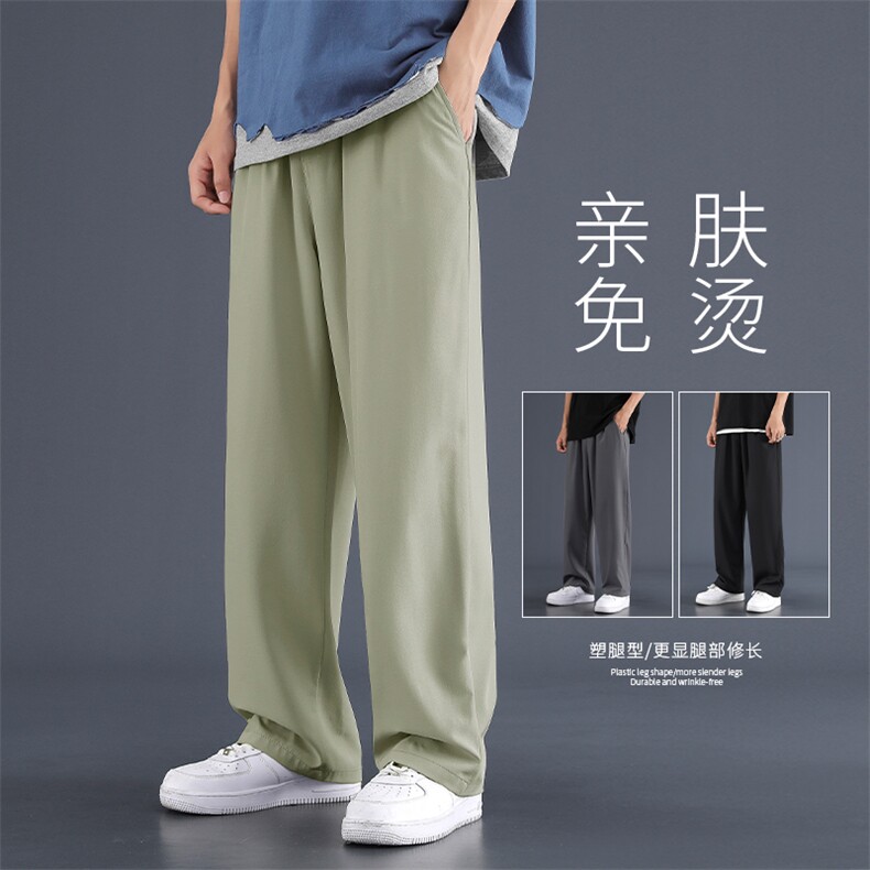 冰丝裤子男夏季薄款宽松直筒垂感男生速干休闲运动裤2028-特批-22图片
