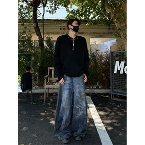 现货！短款垫肩复合牛奶丝铆钉半拉链长袖卫衣1005-FWCX02-P58图片