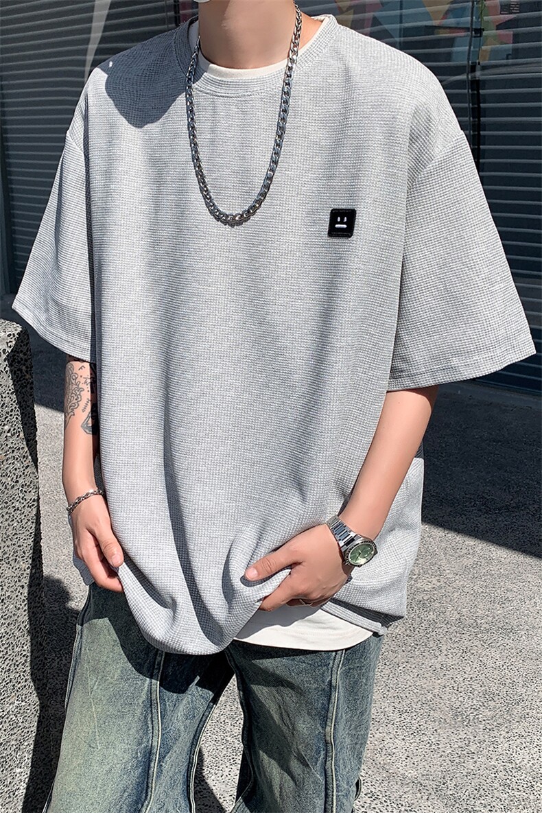 8XL-M重磅！特大码T潮牌上衣男中性华夫格短袖T恤DX304P25控39,男装T恤,电商D206-1