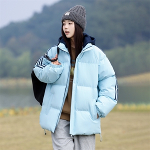 现货二开抖音得物 三防织带加厚撞色连帽棉衣冬季棉服LL82567图片