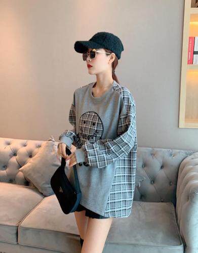 【现货】欧货同款拼接格子卫衣，女装卫衣/绒衫，衣尚怡